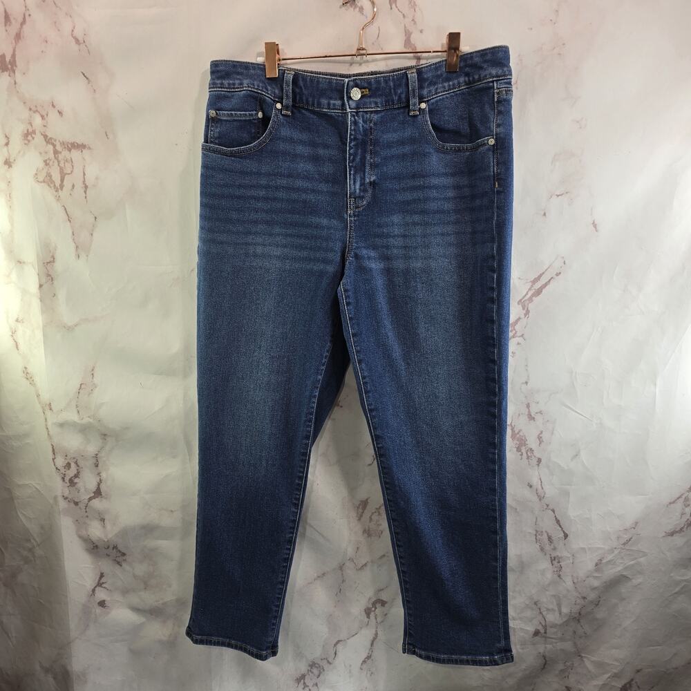 Talbots Jeans Womens 12 P Everyday Relaxed Straight Denim High Rise Medium Wash